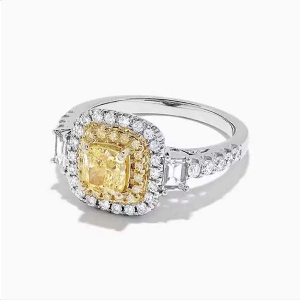 New Square Shape 925 Silver Citrine Ring - Picture 2 of 6
